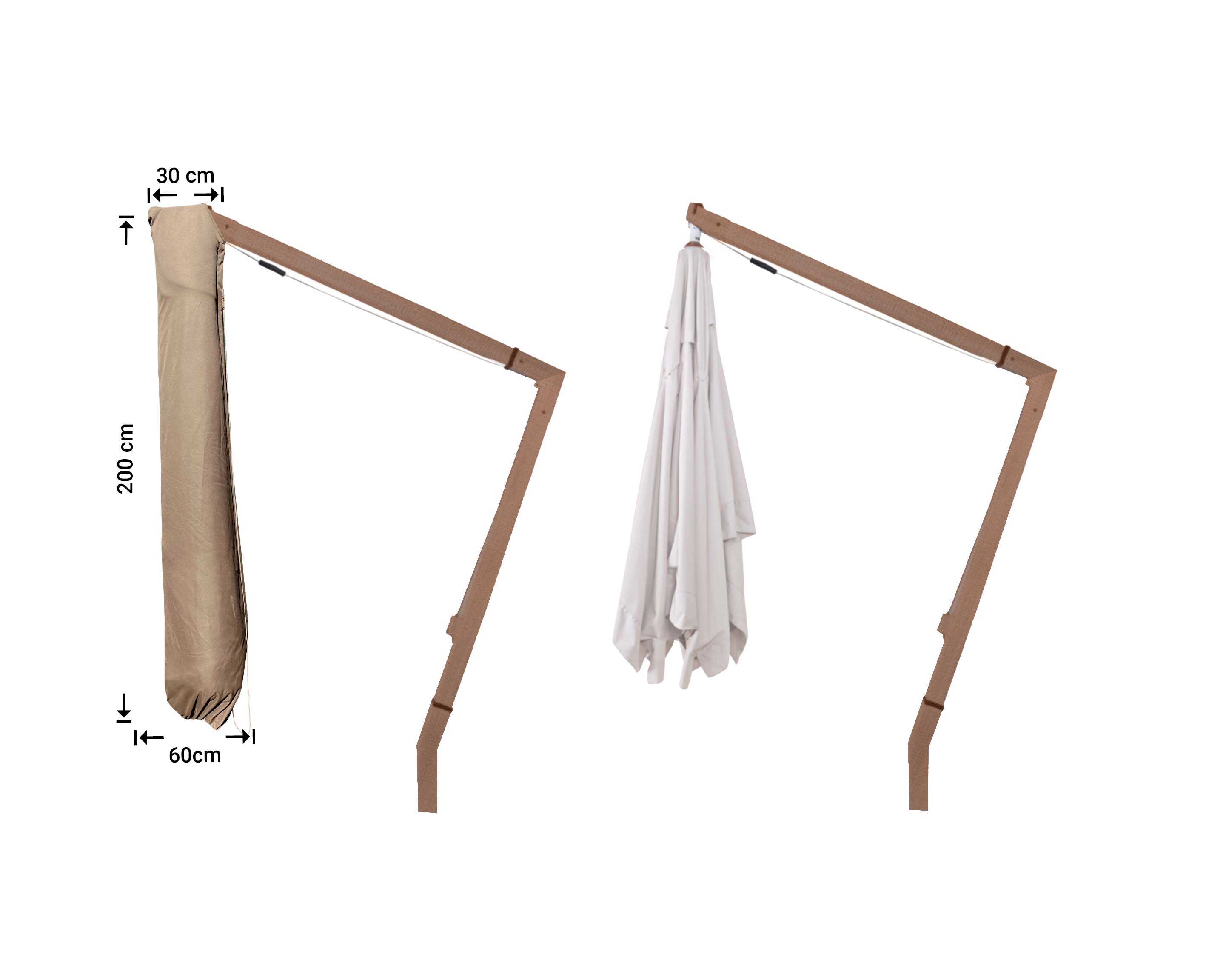 Parasolhoes H: 200 B: 30/60 cm