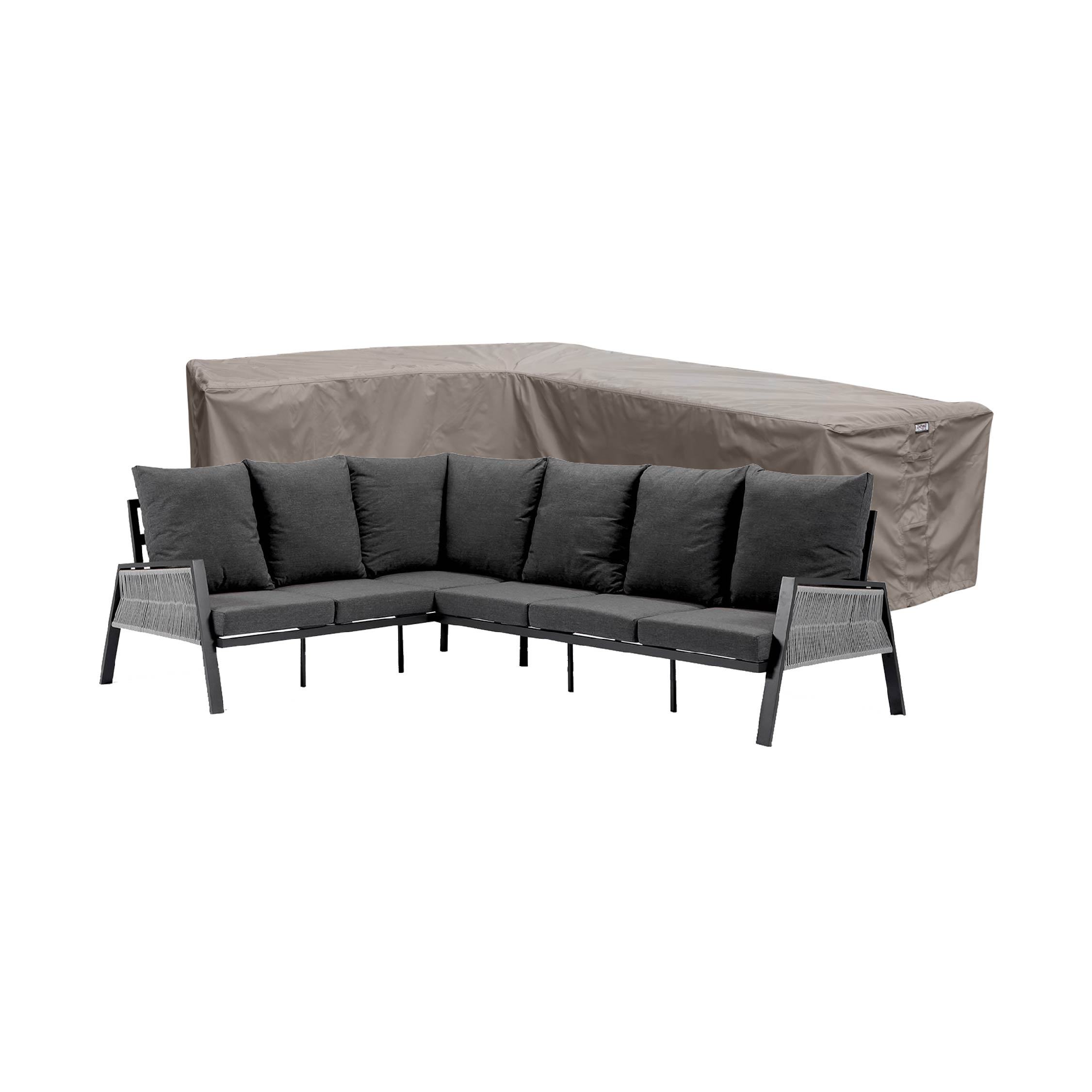 Corner sofa cover with uneven sides