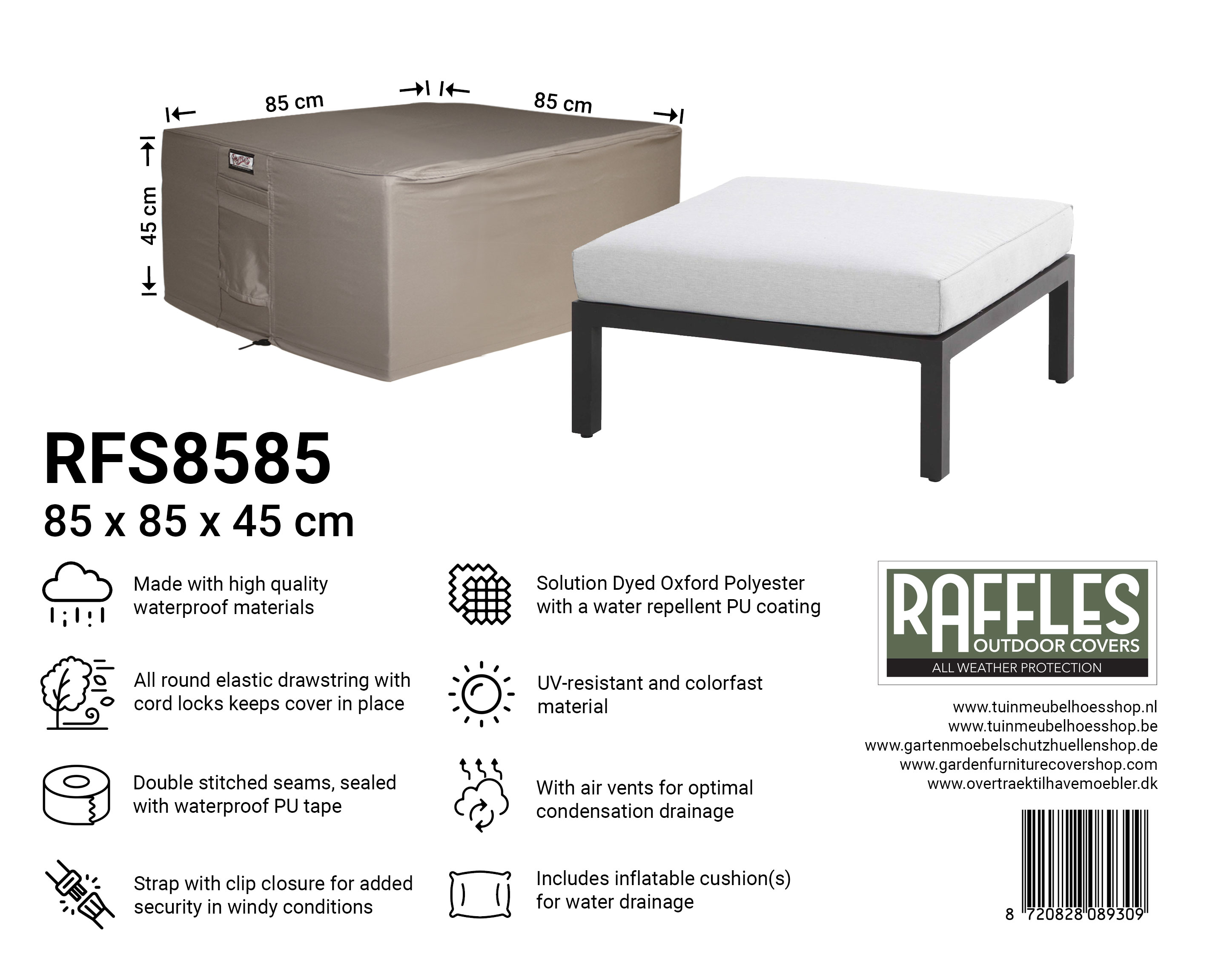 RFS8585 hoes voor hocker 85 x 85 H: 45 cm 