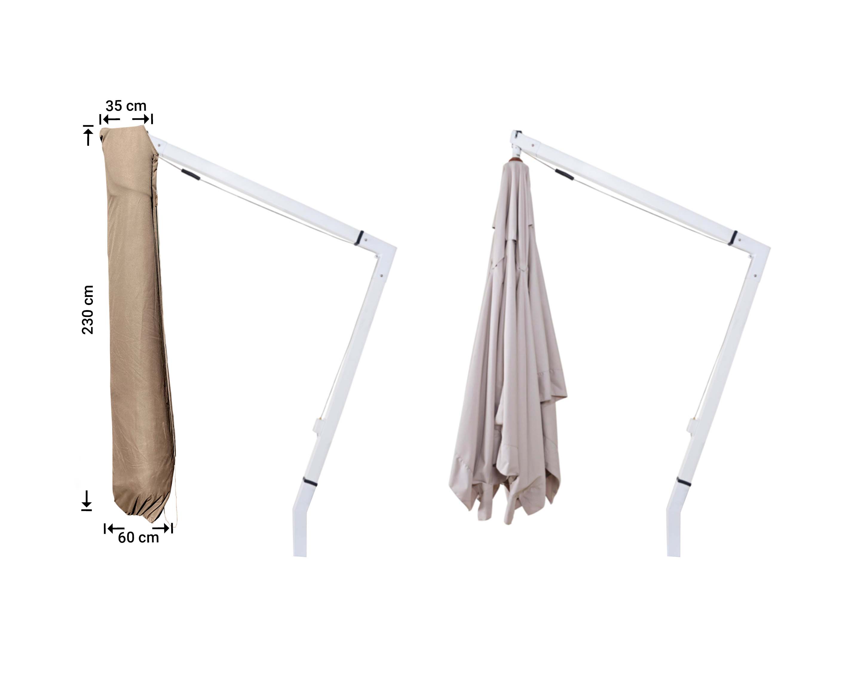 Hoes voor parasoldoek H: 230 B: 35/60 cm