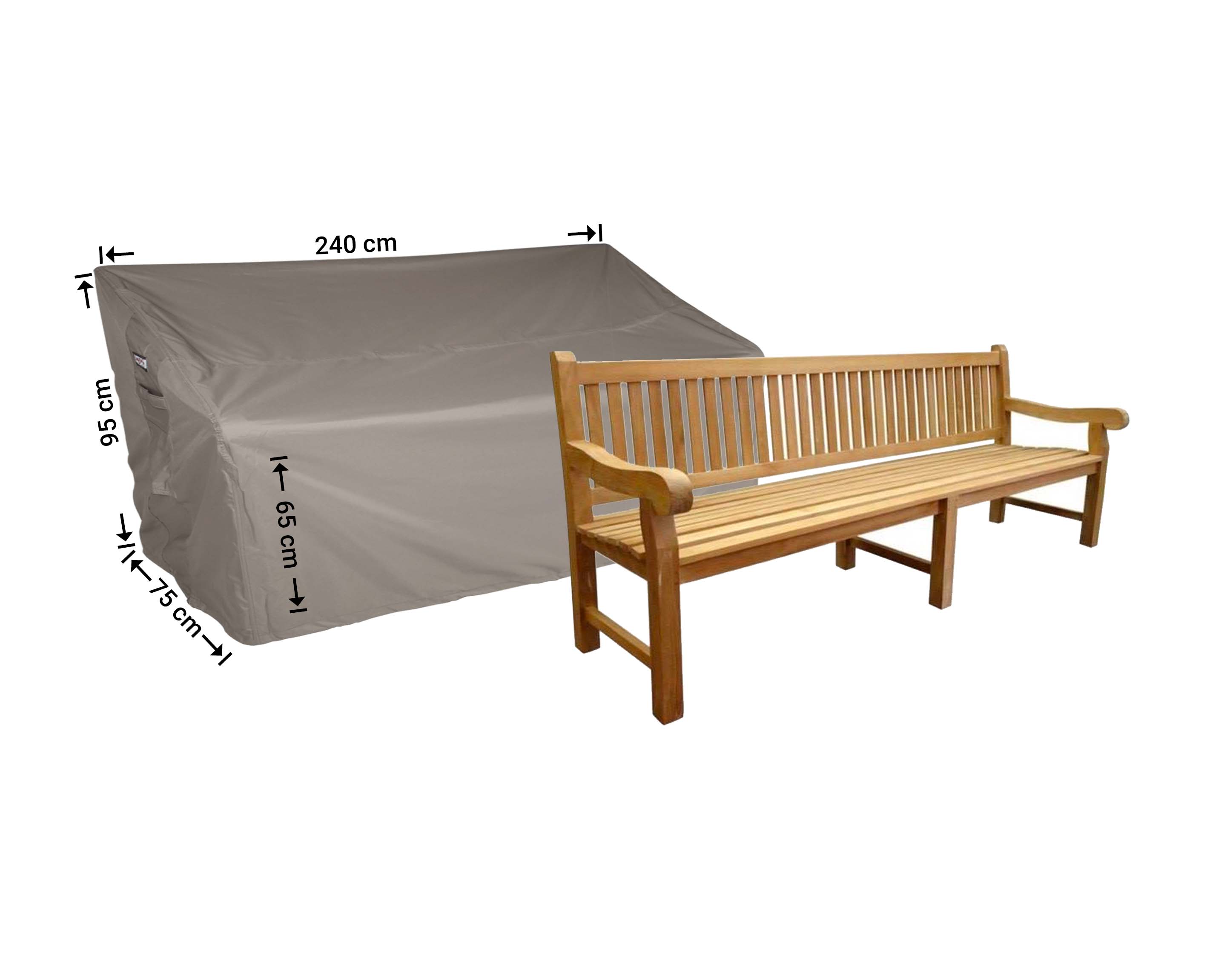 Parkbank hoes 240 x 75 H: 95/65 cm