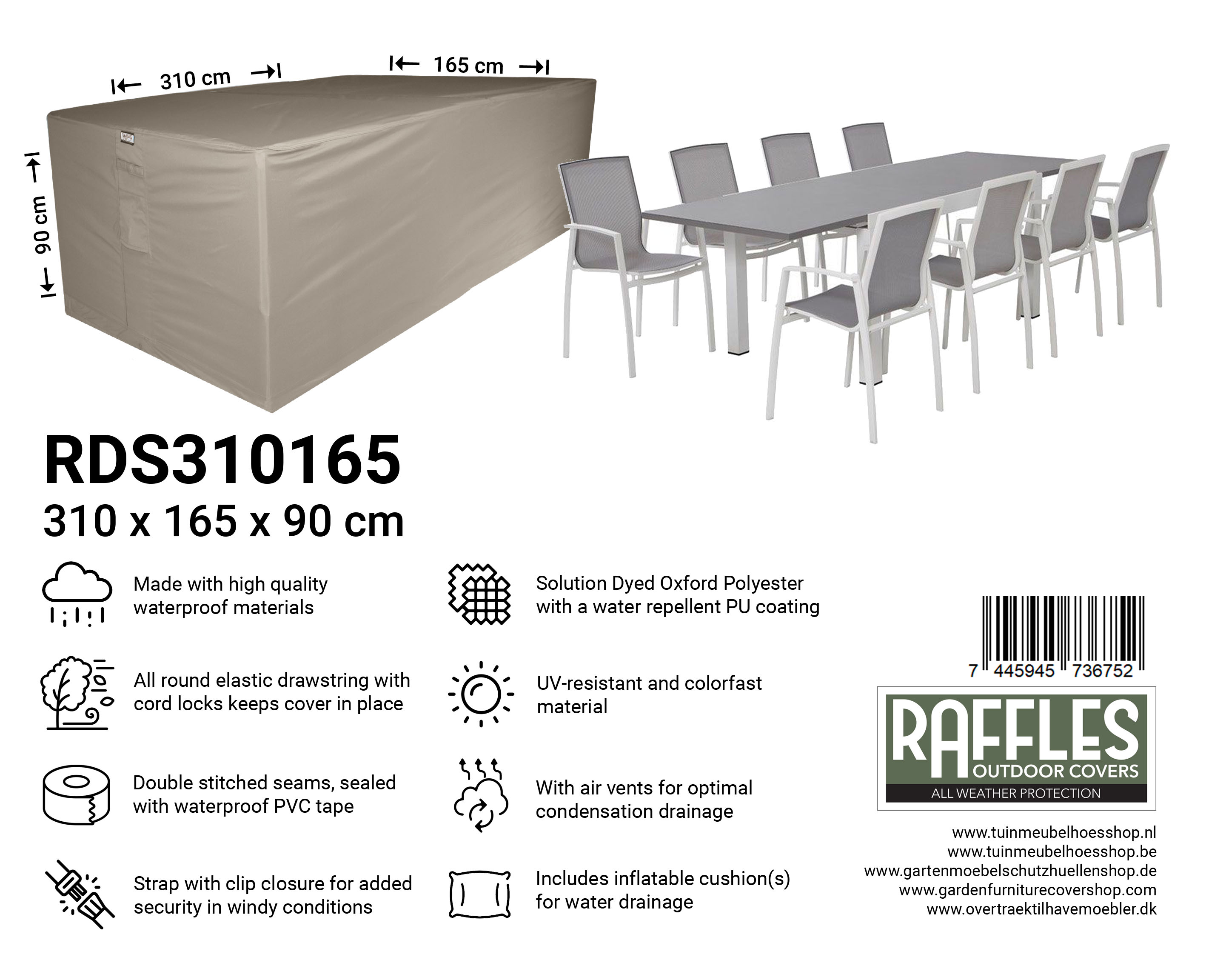 RDS310165 hoes tuinset 310 x 165 H: 90 cm