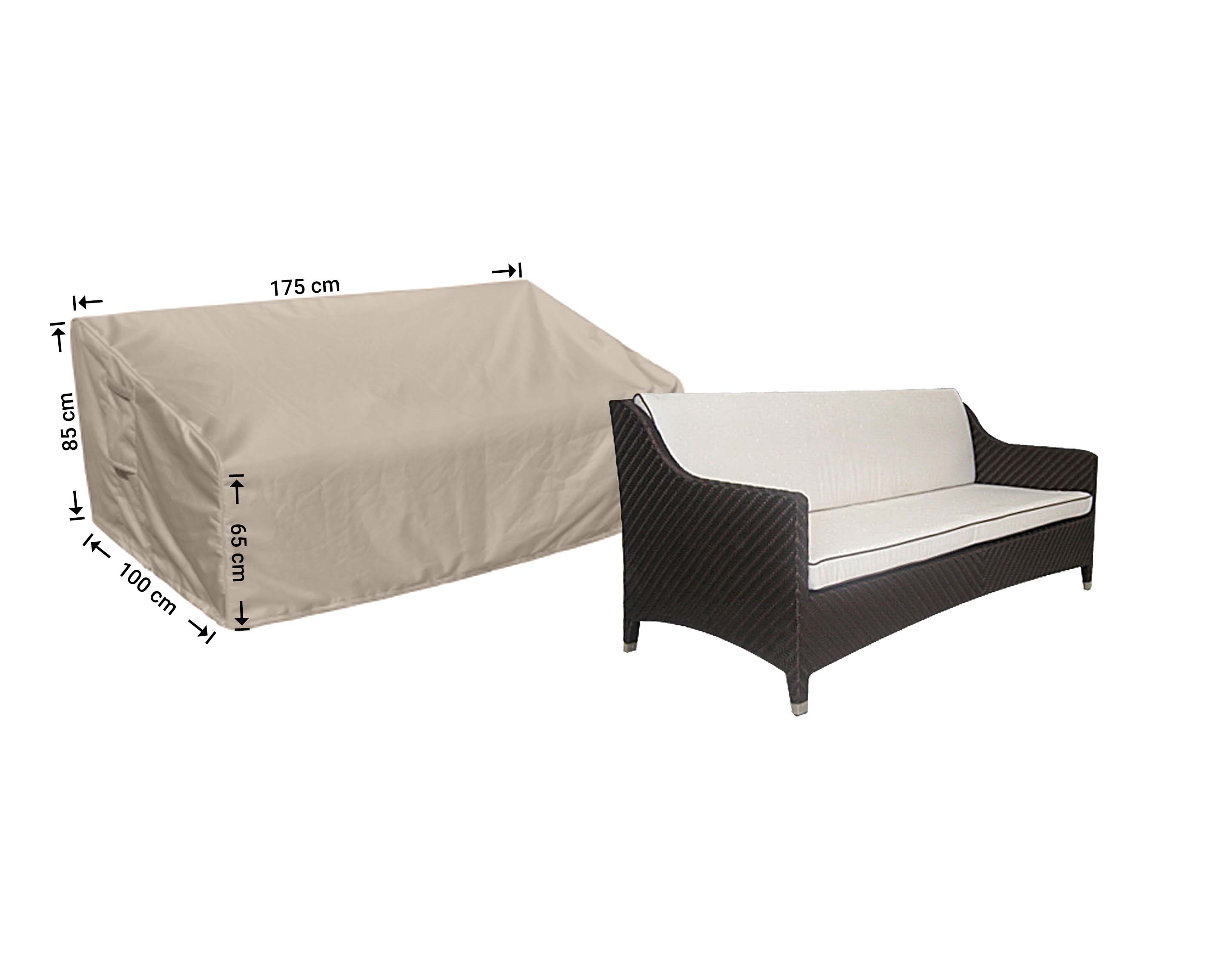 Cover for lounge sofa garden 175 x 100 H: 85 / 65 cm