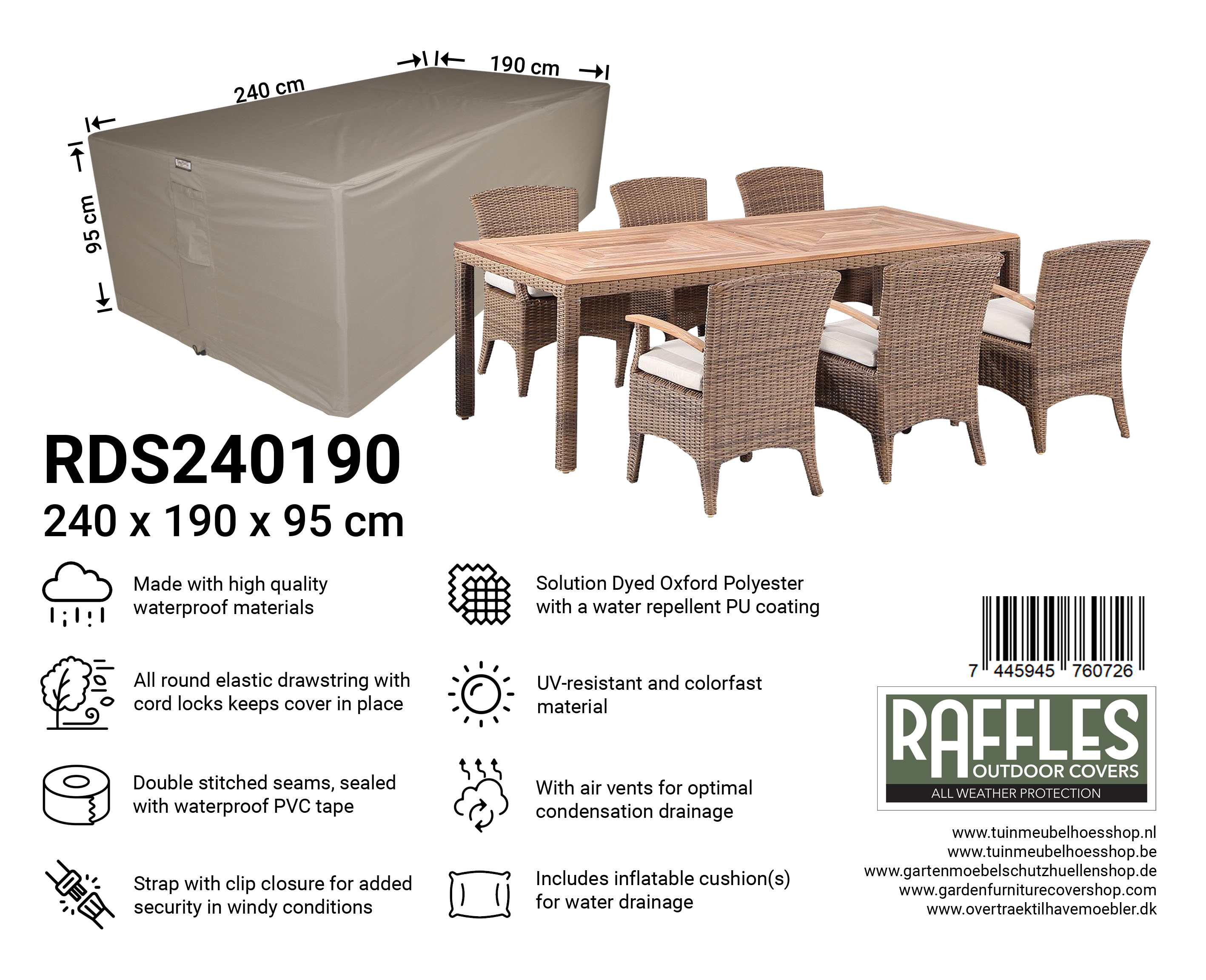 RDS240190 hoes tuinset 240 x 190 H: 95 cm