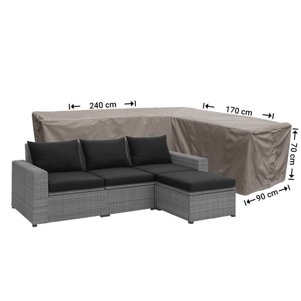 Hoekbank beschermhoes 240 x 170 x 90 H: 70 cm rechts 
