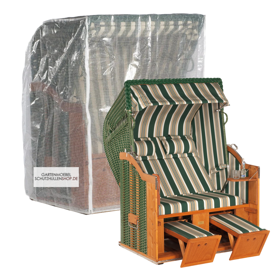 Transparant cover 125 x 110 H: 156 cm  2-seater beach chair 