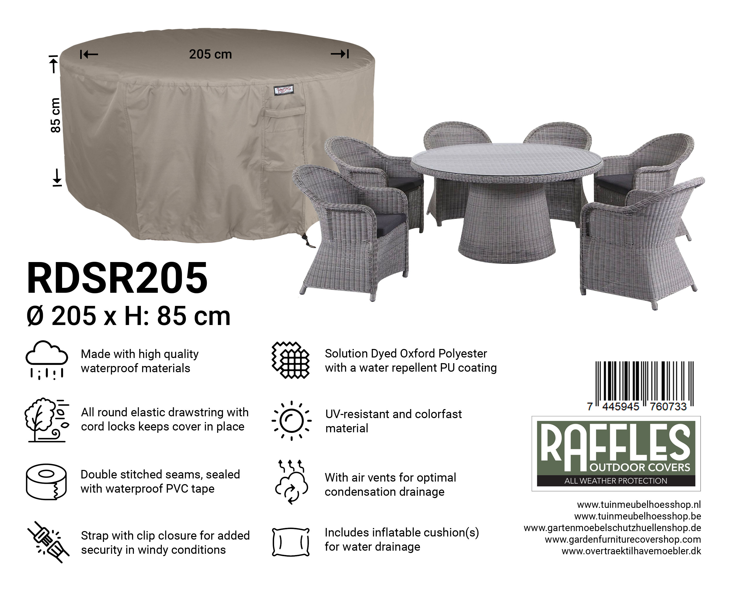 RDSR205 hoes ronde tuinset Ø 205 H: 85 cm