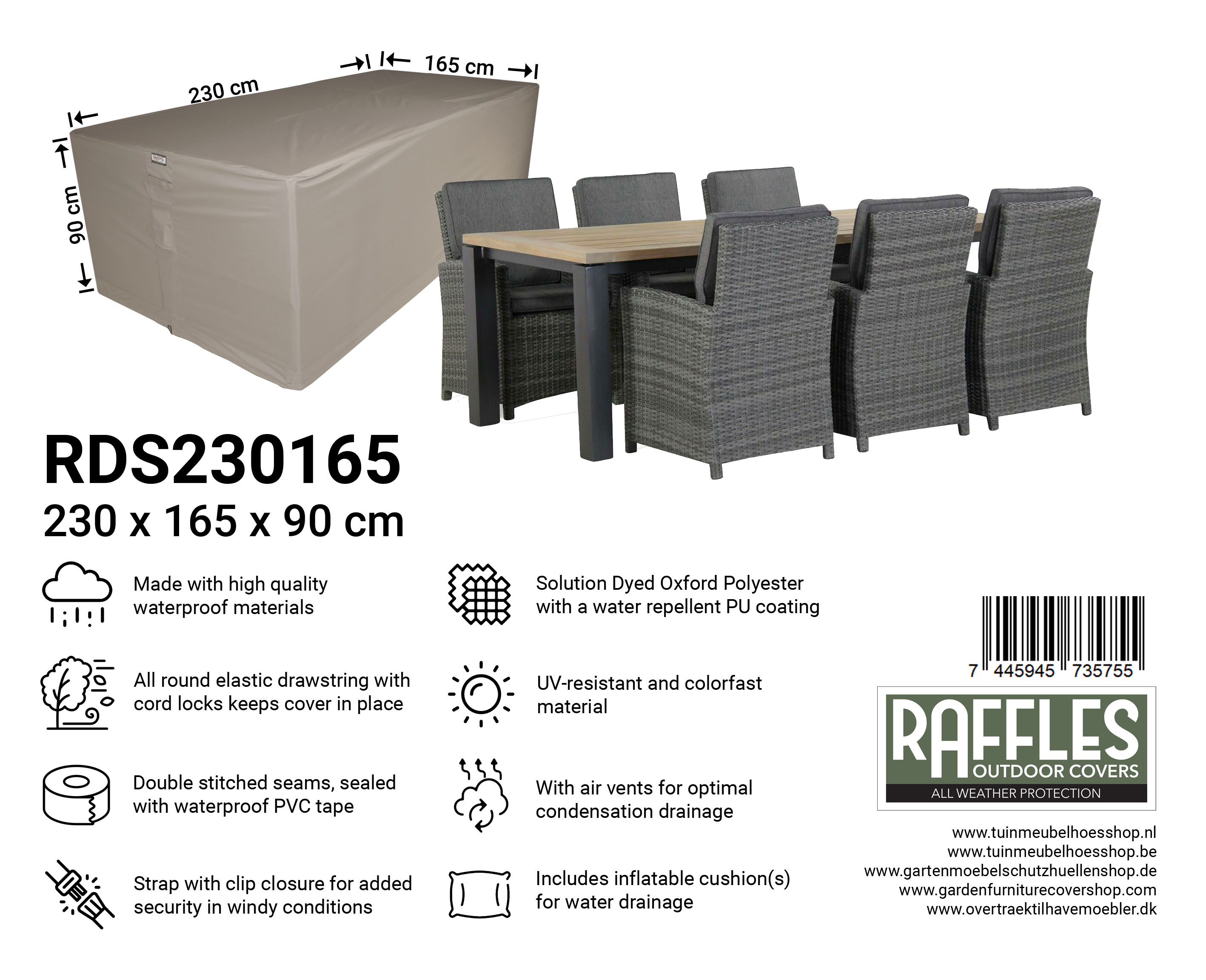 RDS230165 hoes tuinset 230 x 165 H: 90 cm