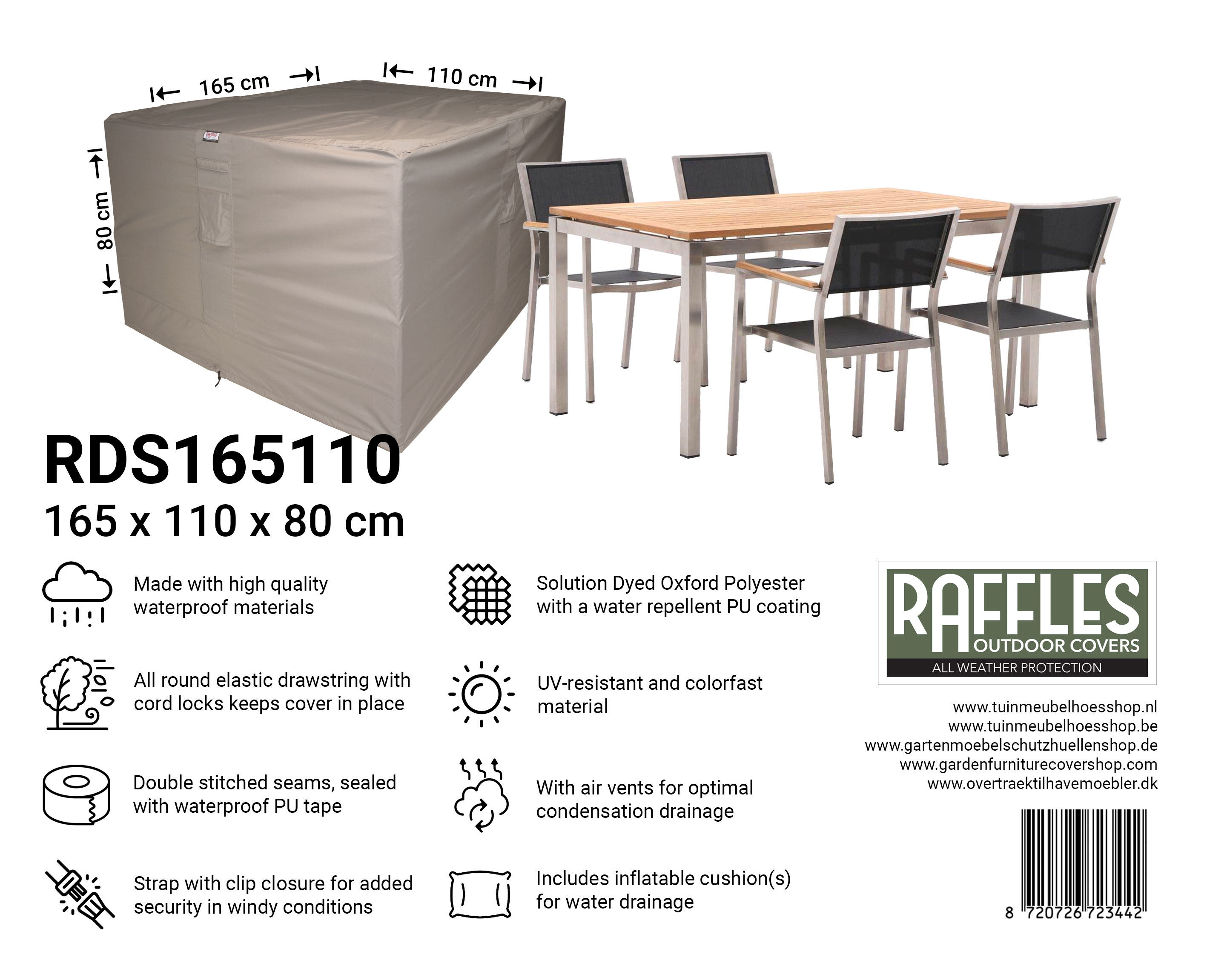 RDS165110 klein tuinset hoes 165 x 110 H: 80 cm