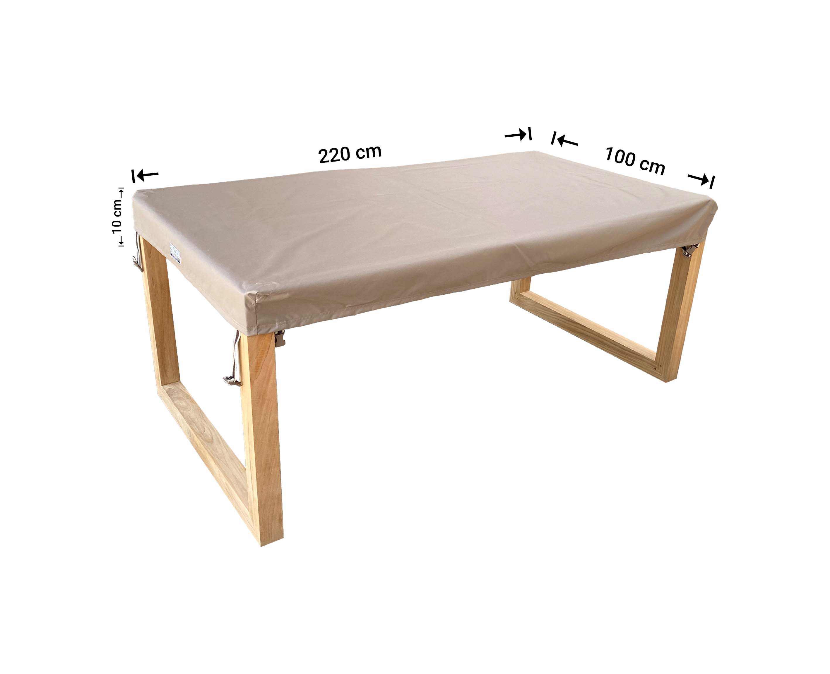Beschermhoes voor tafelblad hoog model 220 x 100 H: 10 cm