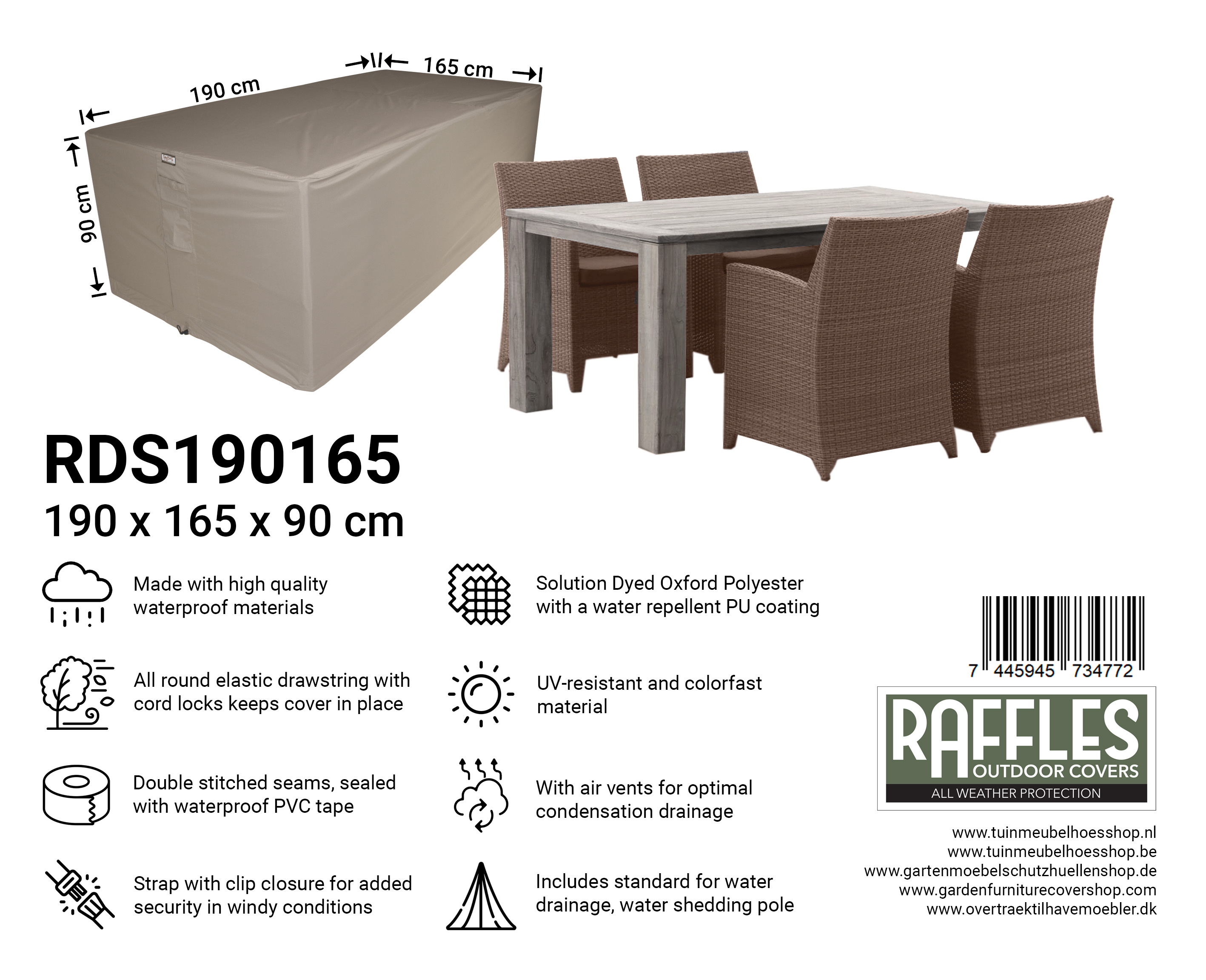 RDS190165 hoes tuinset 190 x 165 H: 90 cm