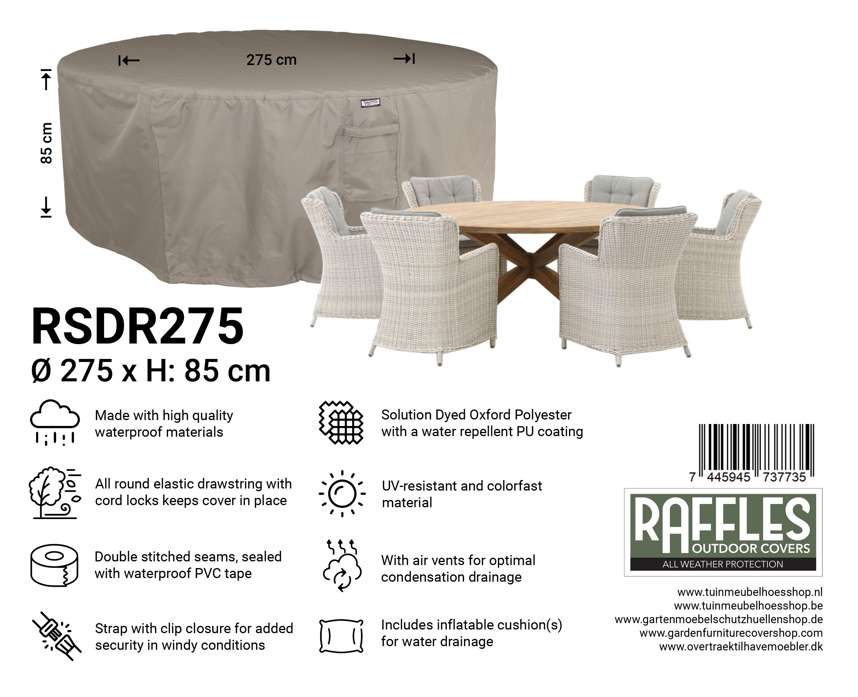 RDSR275 hoes ronde tuinset Ø 275 H: 85 cm