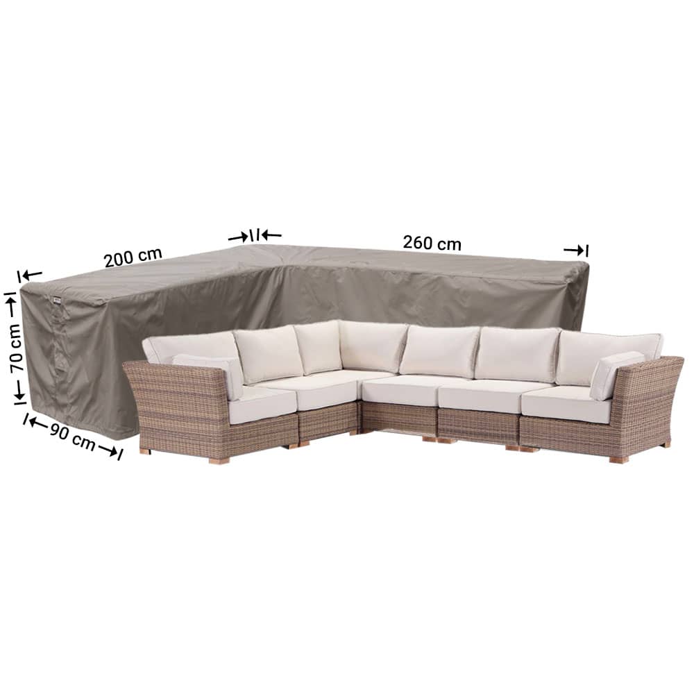 Lounge hoekbank tuinhoes 260 x 200 x 90 H: 70 cm