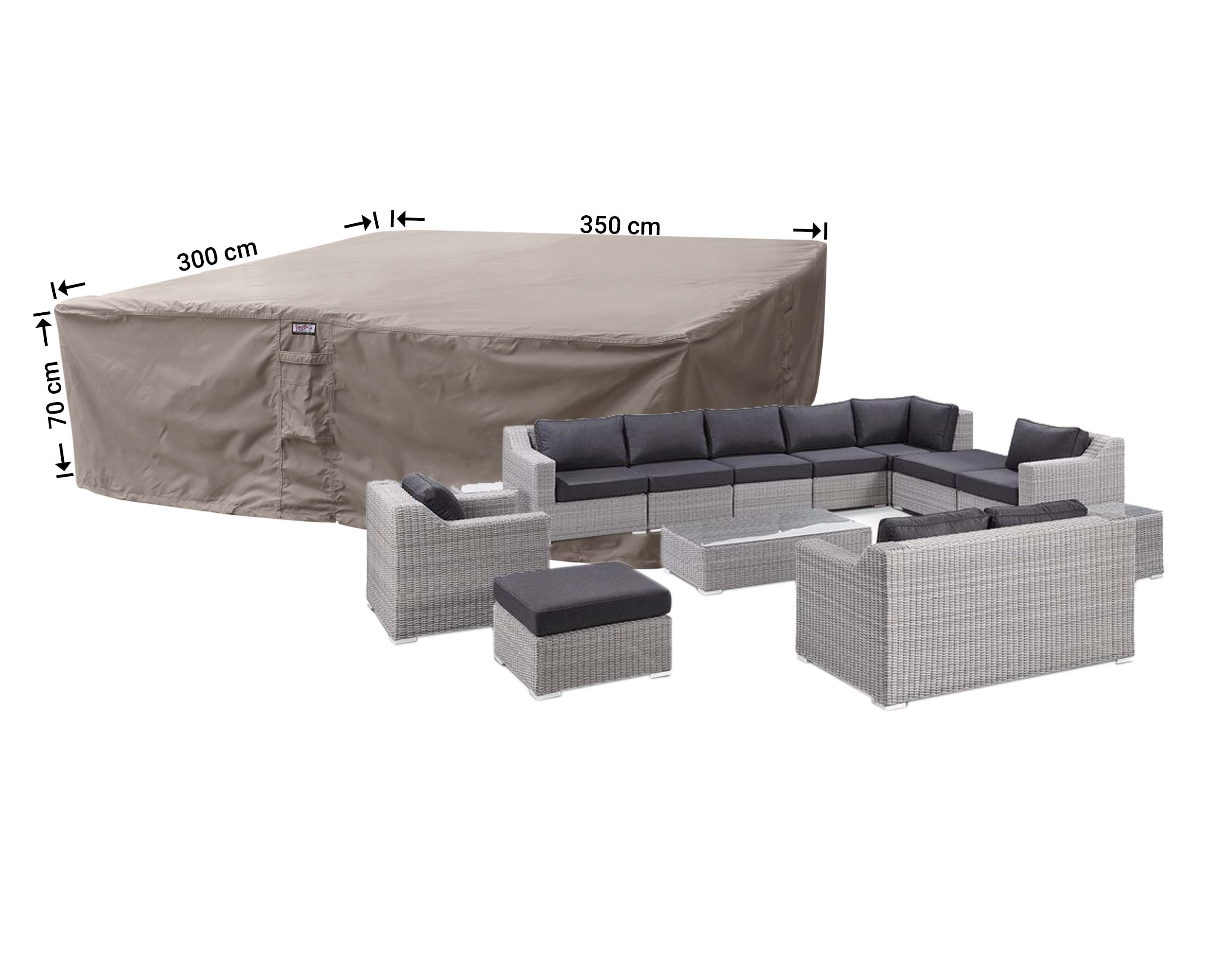 Hoes loungeset 350 x 300 H: 70 cm