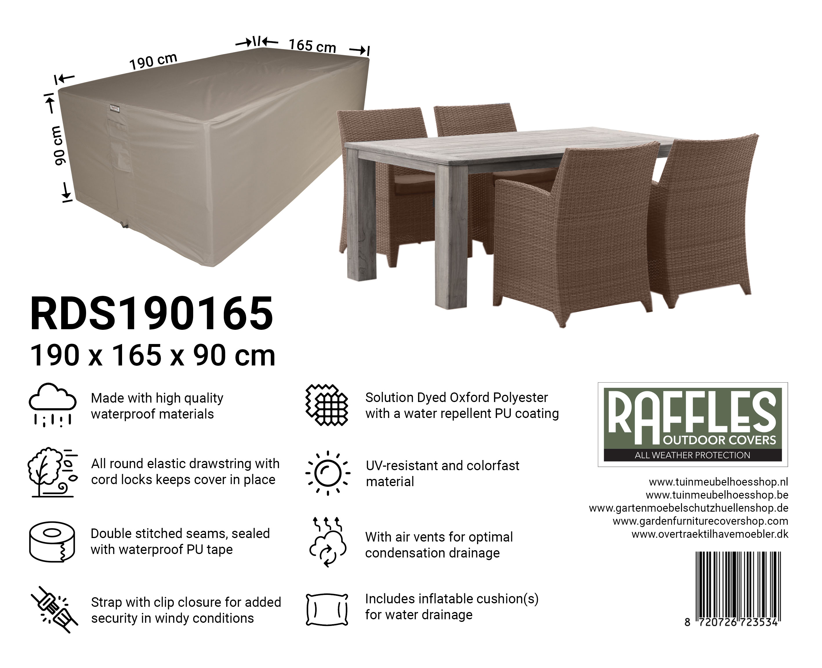 RDS190165 hoes tuinset 190 x 165 H: 90 cm
