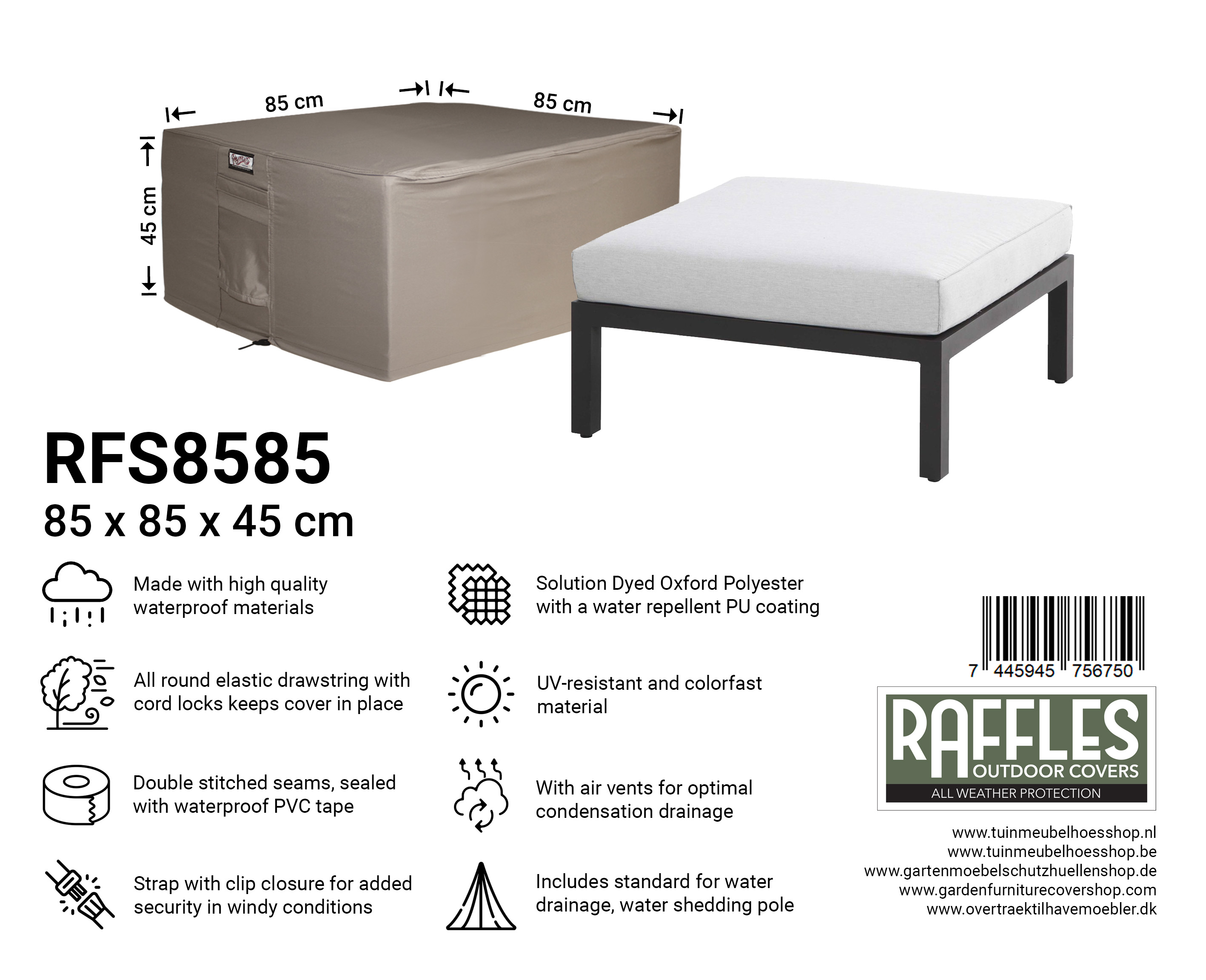 RFS8585 hoes voor hocker 85 x 85 H: 45 cm